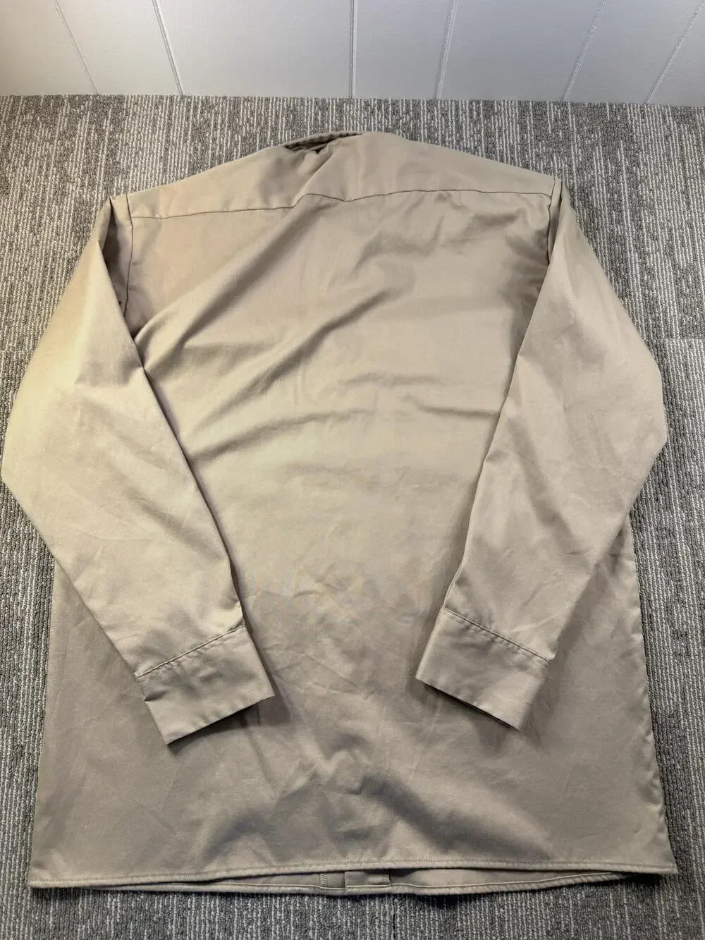 Dickies Shirt Mens Medium Beige Solid Long Sleeve Workwear Button Up Twill Flex